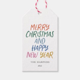 メリーお洒落カラフルクリスマス新年おめでとう ギフトタグ