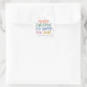 メリーお洒落カラフルクリスマス新年おめでとう スクエアシール (バッグ)