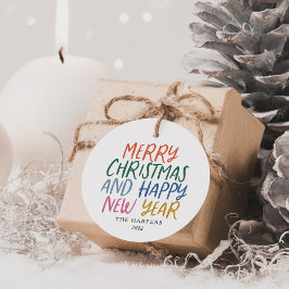 メリーお洒落カラフルクリスマス新年おめでとう フェイバータグ