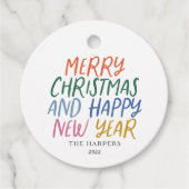 メリーお洒落カラフルクリスマス新年おめでとう フェイバータグ (正面)