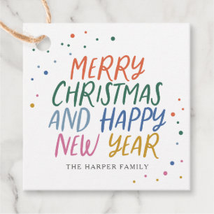 メリーお洒落カラフルクリスマス新年おめでとう フェイバータグ