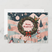 メリーお洒落クリスマスとフェスティバルリース ポストカード (正面/裏面)