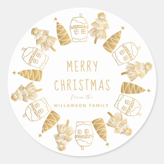 メリーお洒落クリスマスカスタム封筒用シール ラウンドシール (正面)
