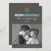 メリーお洒落クリスマスカード(雪片ブルー/グレー) シーズンカード (正面/裏面)