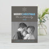 メリーお洒落クリスマスカード(雪片ブルー/グレー) シーズンカード (スタンド正面)