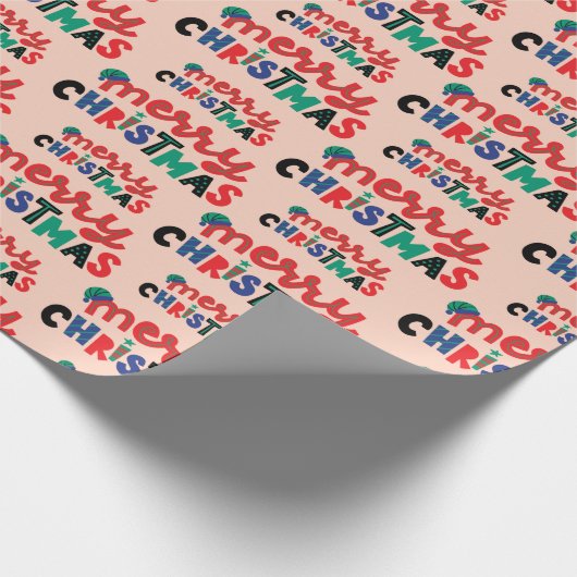メリーお洒落クリスマス文字甘いギフトシームレス ラッピングペーパー (角)