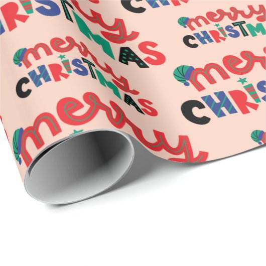 メリーお洒落クリスマス文字甘いギフトシームレス ラッピングペーパー (ロールコーナー)
