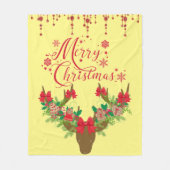 メリーかわいらしクリスマスのトナカイフローラ フリースブランケット (正面)