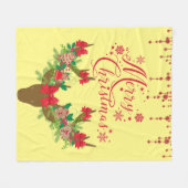 メリーかわいらしクリスマスのトナカイフローラ フリースブランケット (正面(横))