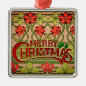 メリーかわいらしクリスマスアールヌーボービクトリアン メタルオーナメント (正面)