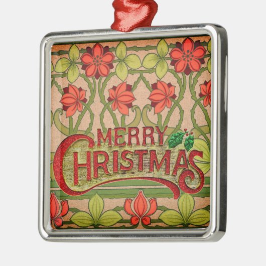 メリーかわいらしクリスマスアールヌーボービクトリアン メタルオーナメント (左)