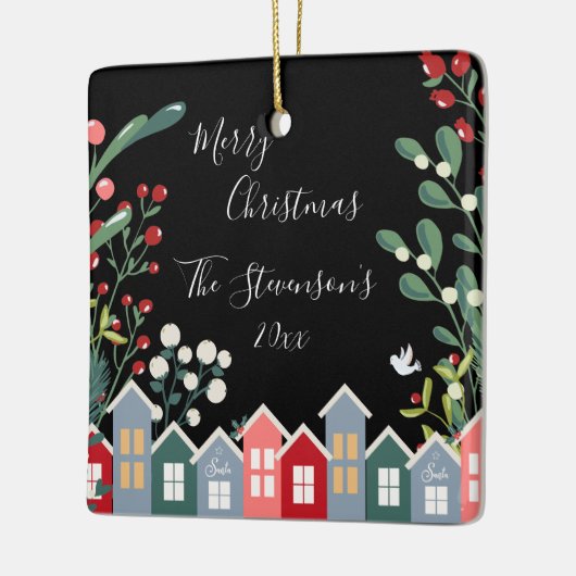 メリーかわいらしス・クリスマパーソナライズされたス名フローラ セラミックオーナメント (左)