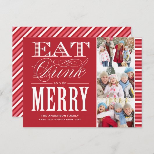 メリーがと縞で飾ります%PIPE%の休日の写真の郵便はがきをあって下さい シーズンポストカード (正面/裏面)