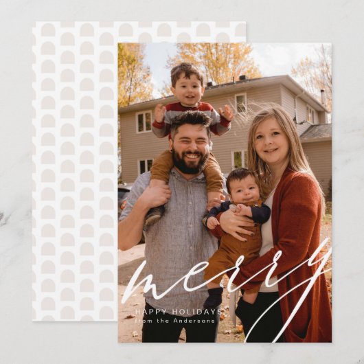 メリーが筆記体で書かれた全面ポートレート シーズンカード (正面/裏面)