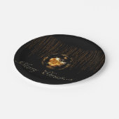 メリーきらきら光る・クリスマス・ブラック&金ゴールド ペーパープレート (アングル)