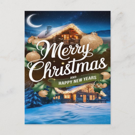 メリーきらめく・クリスマスと新年の喜び ポストカード (正面)