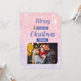 メリーきらめくChristmas Family Greeting Card 招待状