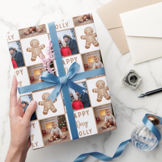 メリーすてきGingerbread Family 2 Photo Chrimas ラッピングペーパー (ギフト)