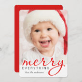 メリーすべてクリスマスはっきりしたな手の原稿の写真 シーズンカード (正面/裏面)