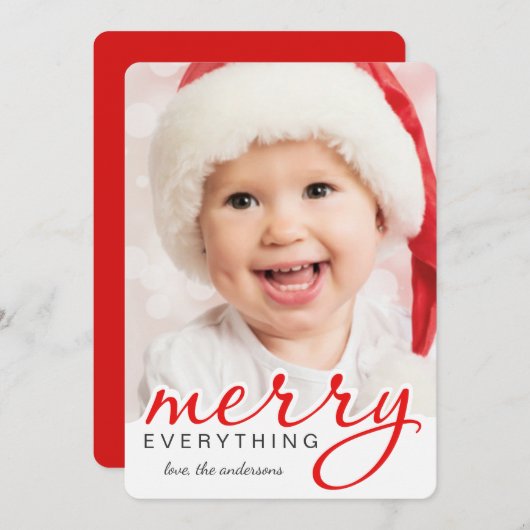 メリーすべてクリスマスはっきりしたな手の原稿の写真 シーズンカード (正面/裏面)