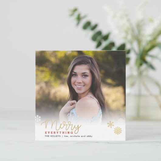 メリーすべて金ゴールドの正方形の写真の休日カード シーズンカード (スタンド正面)