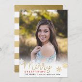 メリーすべて金ゴールドの縦の写真の休日カード シーズンカード (正面/裏面)