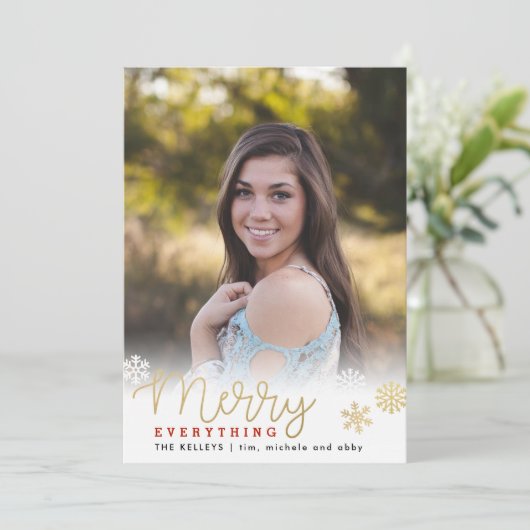 メリーすべて金ゴールドの縦の写真の休日カード シーズンカード (スタンド正面)