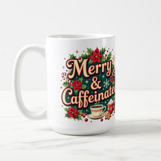 メリーでカフェイン満タンなポインセチア コーヒーマグカップ (左)