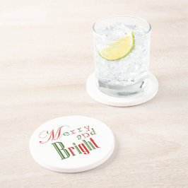 メリーでブライトなクリスマスの赤と緑 コースター