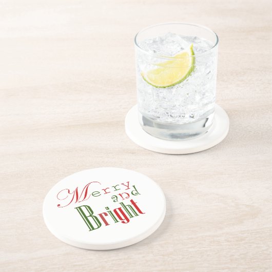 メリーでブライトなクリスマスの赤と緑 コースター (側面)