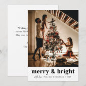 メリーでブライトなボーホヴィンテージスタイルのクリスマス シーズンカード (正面/裏面)