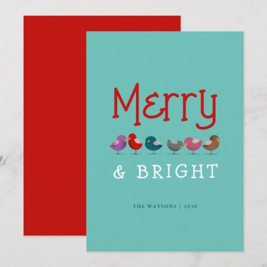 メリーでブライトな楽しいかわいいクリスマス シーズンカード (正面/裏面)