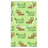 メリーで及び明るいウインナー犬のクリスマスのギフトバッグ スモールペーパーバッグ (裏面)