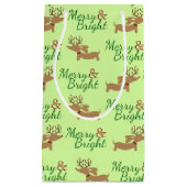 メリーで及び明るいウインナー犬のクリスマスのギフトバッグ スモールペーパーバッグ (正面)