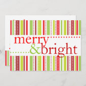 メリーで及び明るいクリスマスのストライプなパーティの招待状 招待状 (正面/裏面)