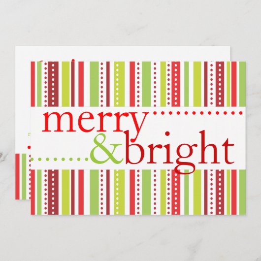 メリーで及び明るいクリスマスのストライプなパーティの招待状 招待状 (正面/裏面)