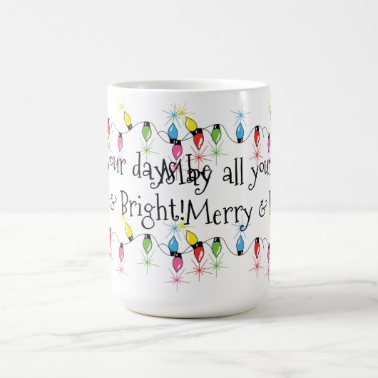 メリーで及び明るいクリスマスの照明のマグ コーヒーマグカップ (中央)
