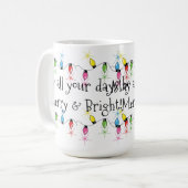 メリーで及び明るいクリスマスの照明のマグ コーヒーマグカップ (正面左)