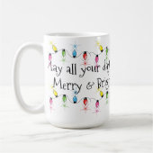 メリーで及び明るいクリスマスの照明のマグ コーヒーマグカップ (左)