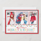 メリーで及び明るいクリスマスの照明3の写真の挨拶 シーズンカード (正面)