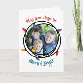 メリーで及び明るいクリスマスの照明 シーズンカード