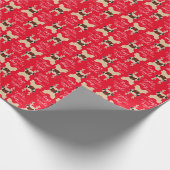 メリーで及び明るいパグのトナカイのクリスマスの覆い ラッピングペーパー (角)