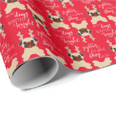メリーで及び明るいパグのトナカイのクリスマスの覆い ラッピングペーパー (ロールコーナー)