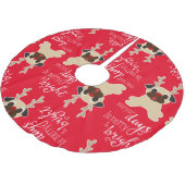 メリーで及び明るいパグのトナカイのクリスマスツリーのスカート ブラッシュドポリエステルツリースカート (アングル)