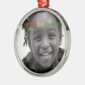 メリーで及び明るい休日の記念品のオーナメント メタルオーナメント (左)