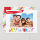 メリーで及び明るい家族写真のクリスマスのモダンなタイプ シーズンポストカード (正面/裏面)