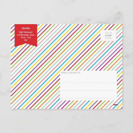 メリーで及び明るい家族写真のクリスマスのモダンなタイプ シーズンポストカード (裏面)