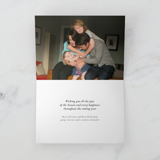 メリーで及び明るくシンプルな原稿の休日の写真カード シーズンカード (内部)