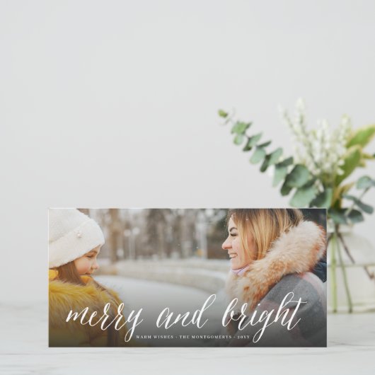 メリーで及び明るくシンプルな原稿の写真の休日カード シーズンカード (スタンド正面)
