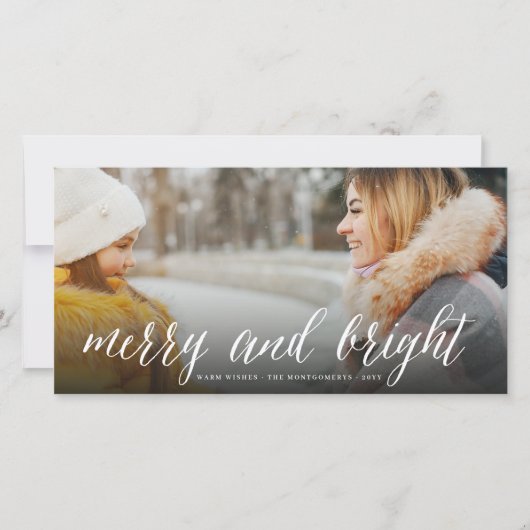 メリーで及び明るくシンプルな原稿の写真の休日カード シーズンカード (正面)